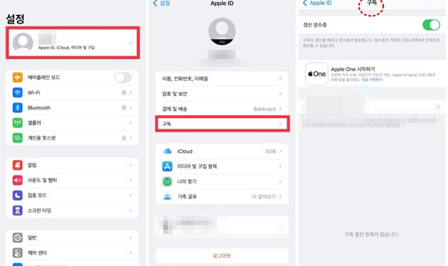 내아이폰-설정으로-내가모르는-구독한앱이-있는지-확인하는화면